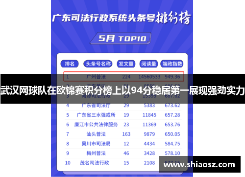 武汉网球队在欧锦赛积分榜上以94分稳居第一展现强劲实力